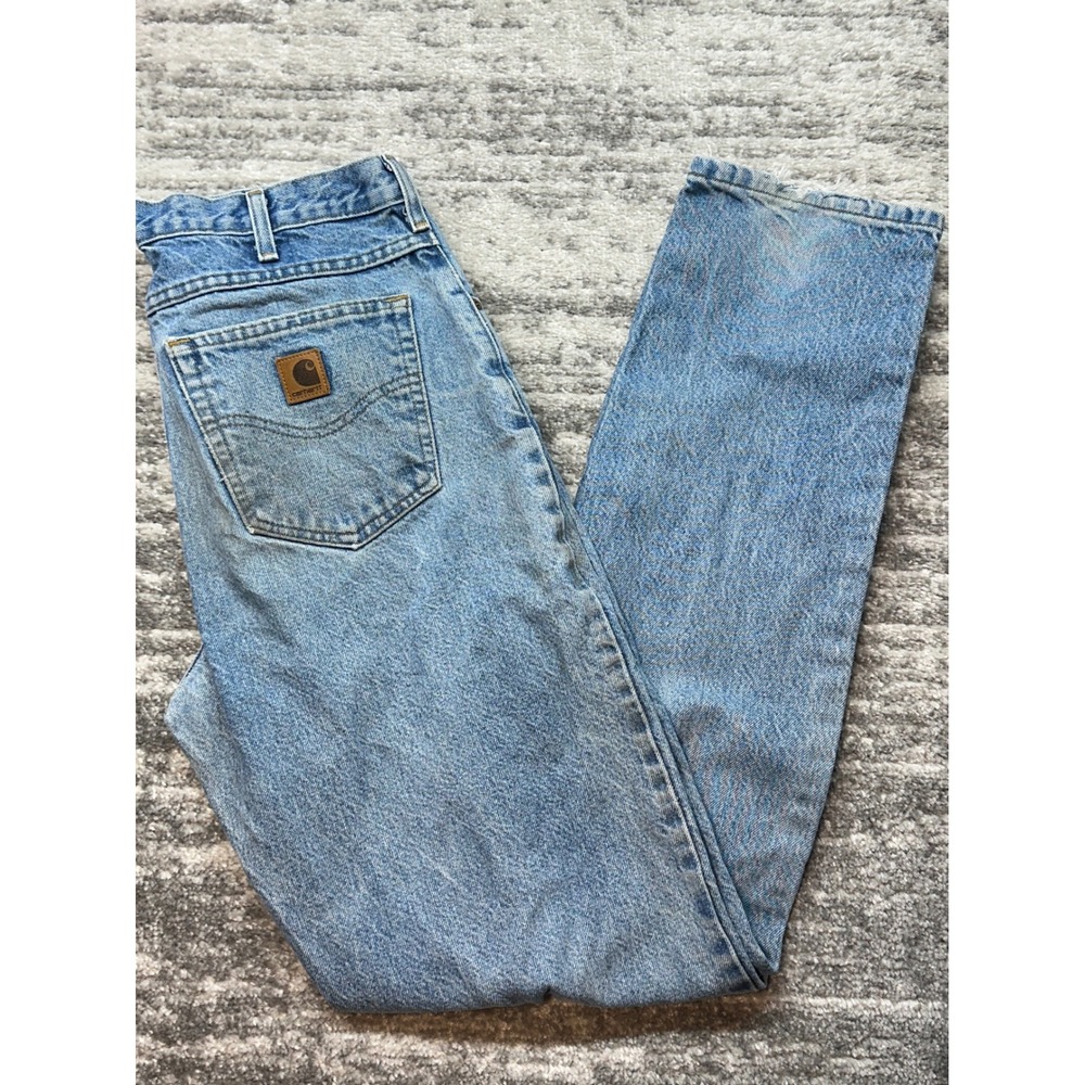 Carhartt Jeans Men 34x36 Blue Distressed Workwear Denim Straight Leg